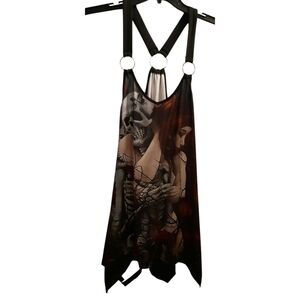 Skull Hankerchief Sleeveless Blouse Size 2XL